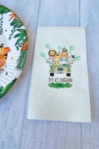 Wild Safari Konsept Baskılı Safari Tema Doğum Günü Peçetesi 20li