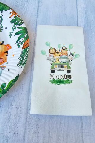 Wild Safari Konsept Baskılı Safari Tema Doğum Günü Peçetesi 20li