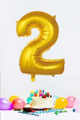 Gold Rakam Folyo Balon Gold Sayı Balonlar 16 inç 40 cm 2