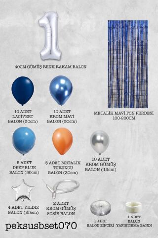 Uzay Konsept Doğum Günü Yaş Balonlu Fon Perdeli Balon Zinciri Seti Uzay Gezegen Balon Zinciri 1