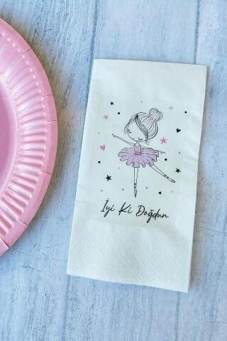 Balerin Konsept Baskılı BalerinTema Doğum Günü Peçetesi 20li