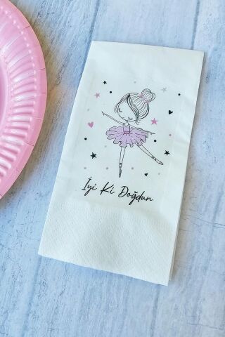 Balerin Konsept Baskılı BalerinTema Doğum Günü Peçetesi 20li
