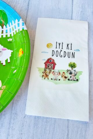 Çiftlik Konsept Baskılı Çiftlik Tema Doğum Günü Peçetesi 20li