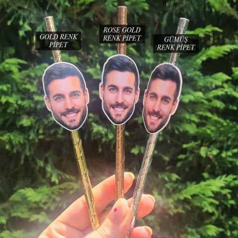 Kişiye Özel Fotoğraf Baskılı Pipet Takımı 5 li