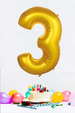 Gold Rakam Folyo Balon Gold Sayı Balonlar 16 inç 40 cm 3