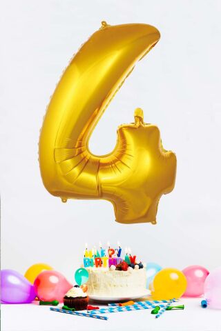Gold Rakam Folyo Balon Gold Sayı Balonlar 16 inç 40 cm 4