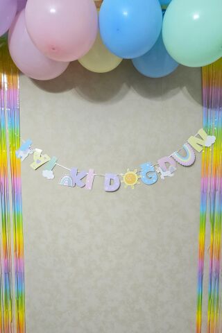 Gökkuşağı Tema İyi Ki Doğdun Banner Gökkuşağı Unicorn Temalı Doğum Günü Süsleri