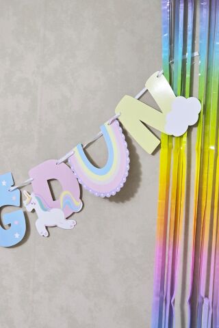 Gökkuşağı Tema İyi Ki Doğdun Banner Gökkuşağı Unicorn Temalı Doğum Günü Süsleri
