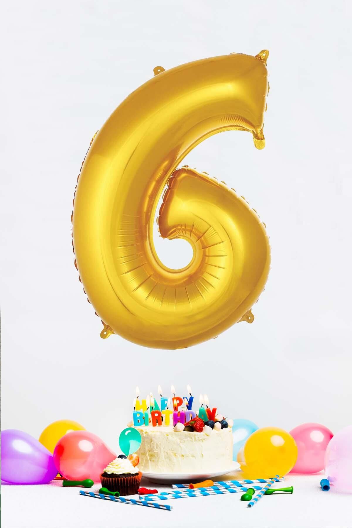 Gold Rakam Folyo Balon Gold Sayı Balonlar 16 inç 40 cm 6