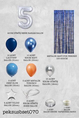 Uzay Konsept Doğum Günü Yaş Balonlu Fon Perdeli Balon Zinciri Seti Uzay Gezegen Balon Zinciri 5