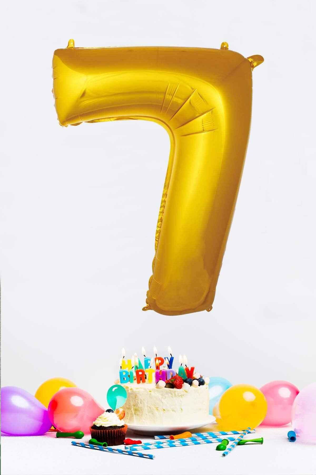 Gold Rakam Folyo Balon Gold Sayı Balonlar 16 inç 40 cm 7