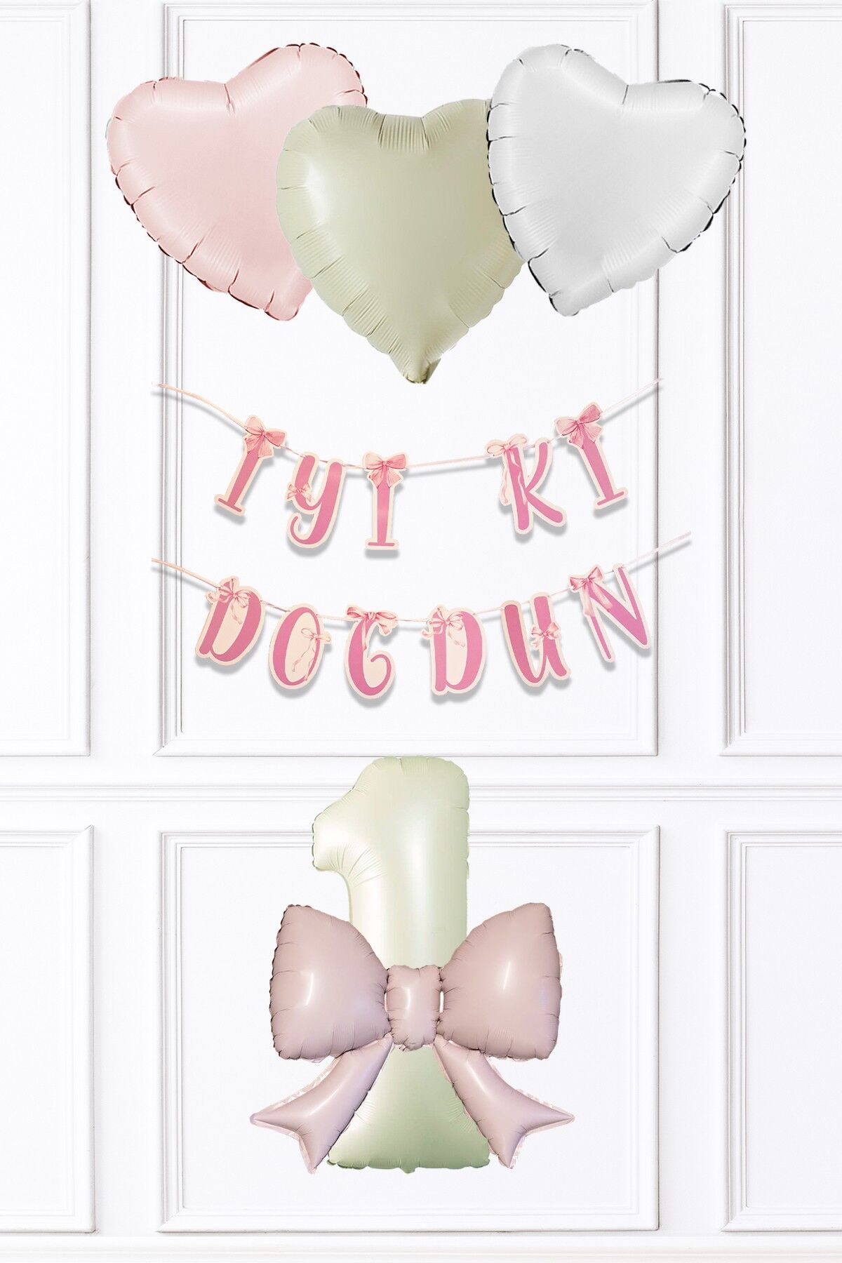Pembe Fiyonk Konsept Doğum Günü Balon Seti Set223