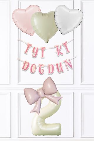 Pembe Fiyonk Konsept Doğum Günü Balon Seti Set223