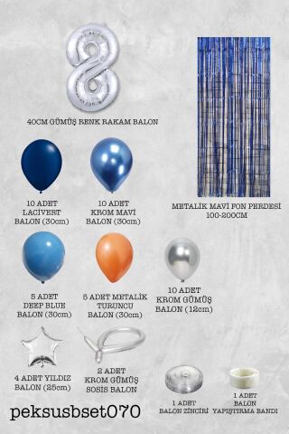 Uzay Konsept Doğum Günü Yaş Balonlu Fon Perdeli Balon Zinciri Seti Uzay Gezegen Balon Zinciri 8