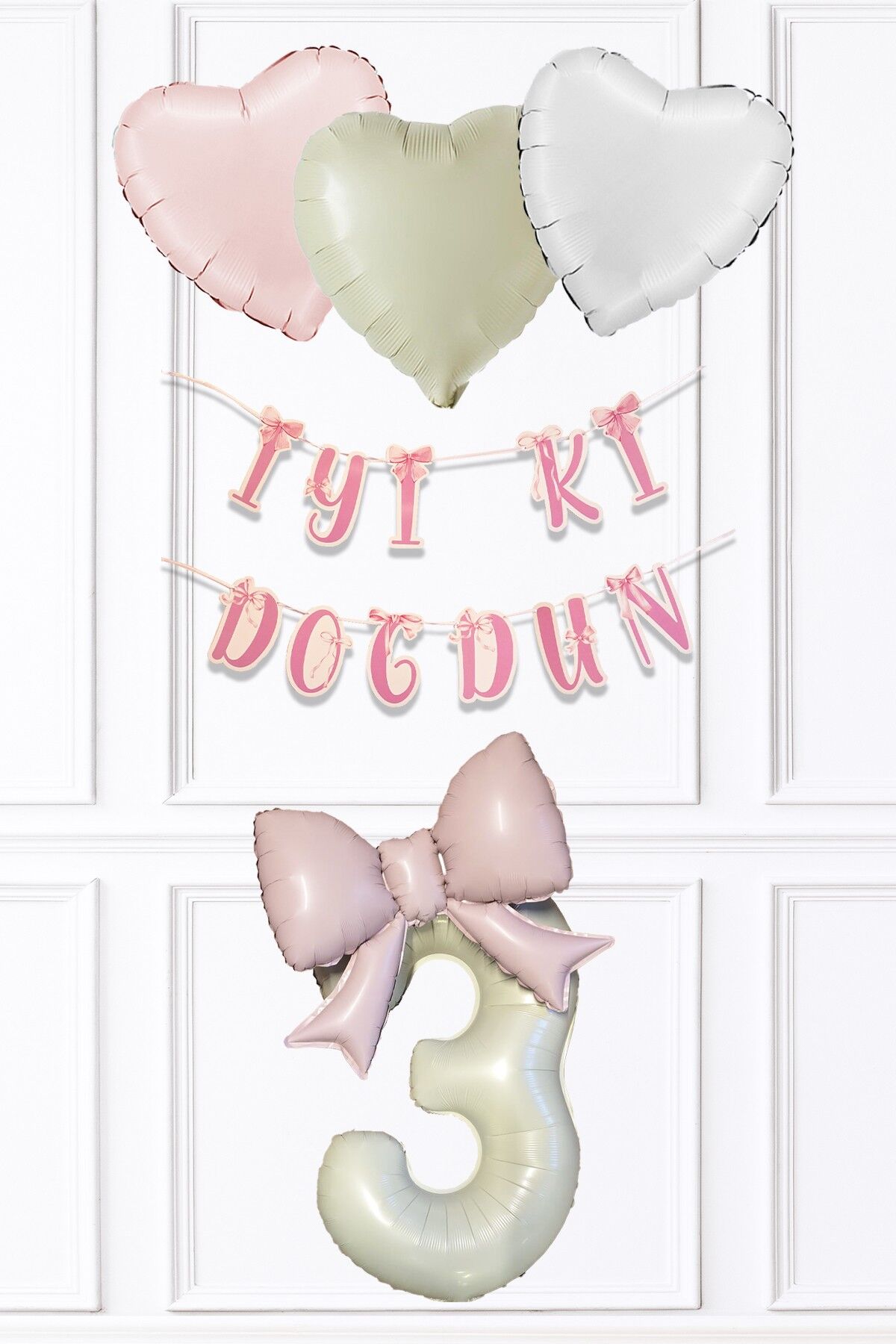 Pembe Fiyonk Konsept Doğum Günü Balon Seti Set223 3