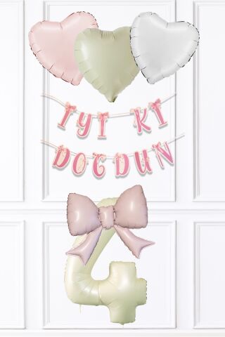 Pembe Fiyonk Konsept Doğum Günü Balon Seti Set223 4