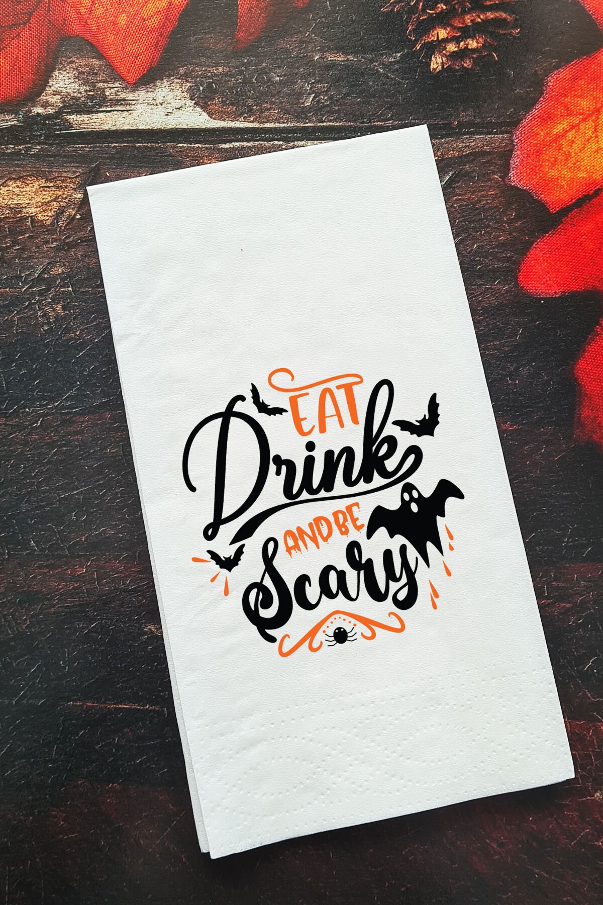 Sunum Peçetesi Cadılar Bayramı Eat - Drink and Be Scary Konuşan Kağıt Peçete