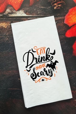 Sunum Peçetesi Cadılar Bayramı Eat - Drink and Be Scary Konuşan Kağıt Peçete