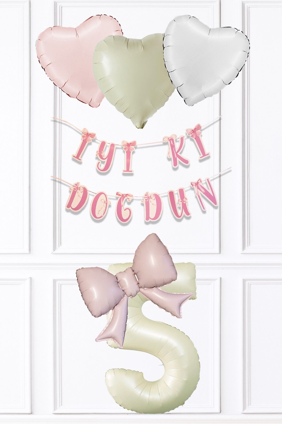 Pembe Fiyonk Konsept Doğum Günü Balon Seti Set223 5