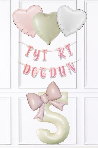 Pembe Fiyonk Konsept Doğum Günü Balon Seti Set223 5