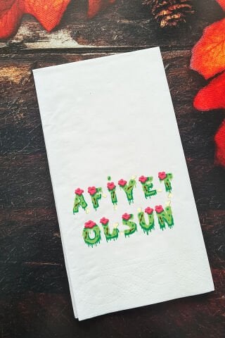 Sunum Peçetesi Cadılar Bayramı Afiyet Olsun Konuşan Kağıt Peçete