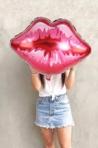 Dudak Şekilli Büyük Folyo Balon Doğum Günü Parti Balonu