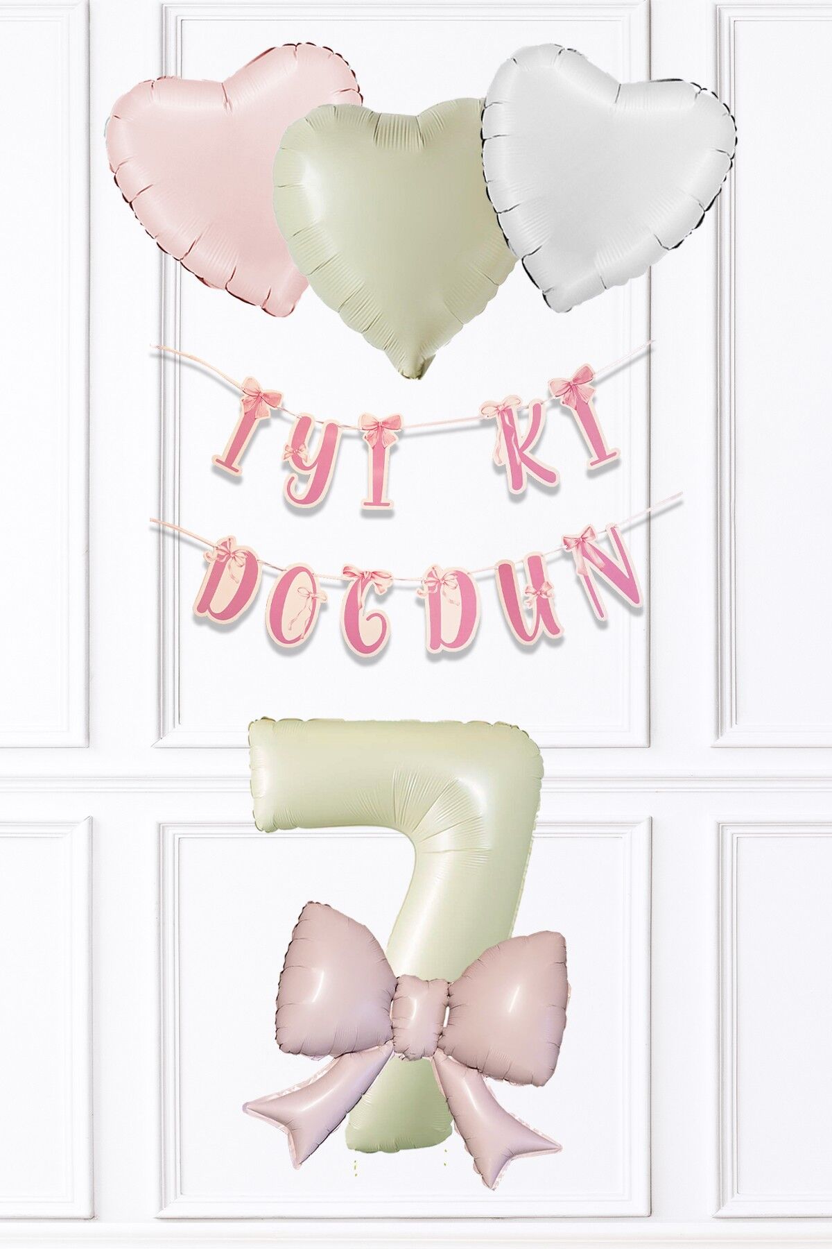 Pembe Fiyonk Konsept Doğum Günü Balon Seti Set223 7