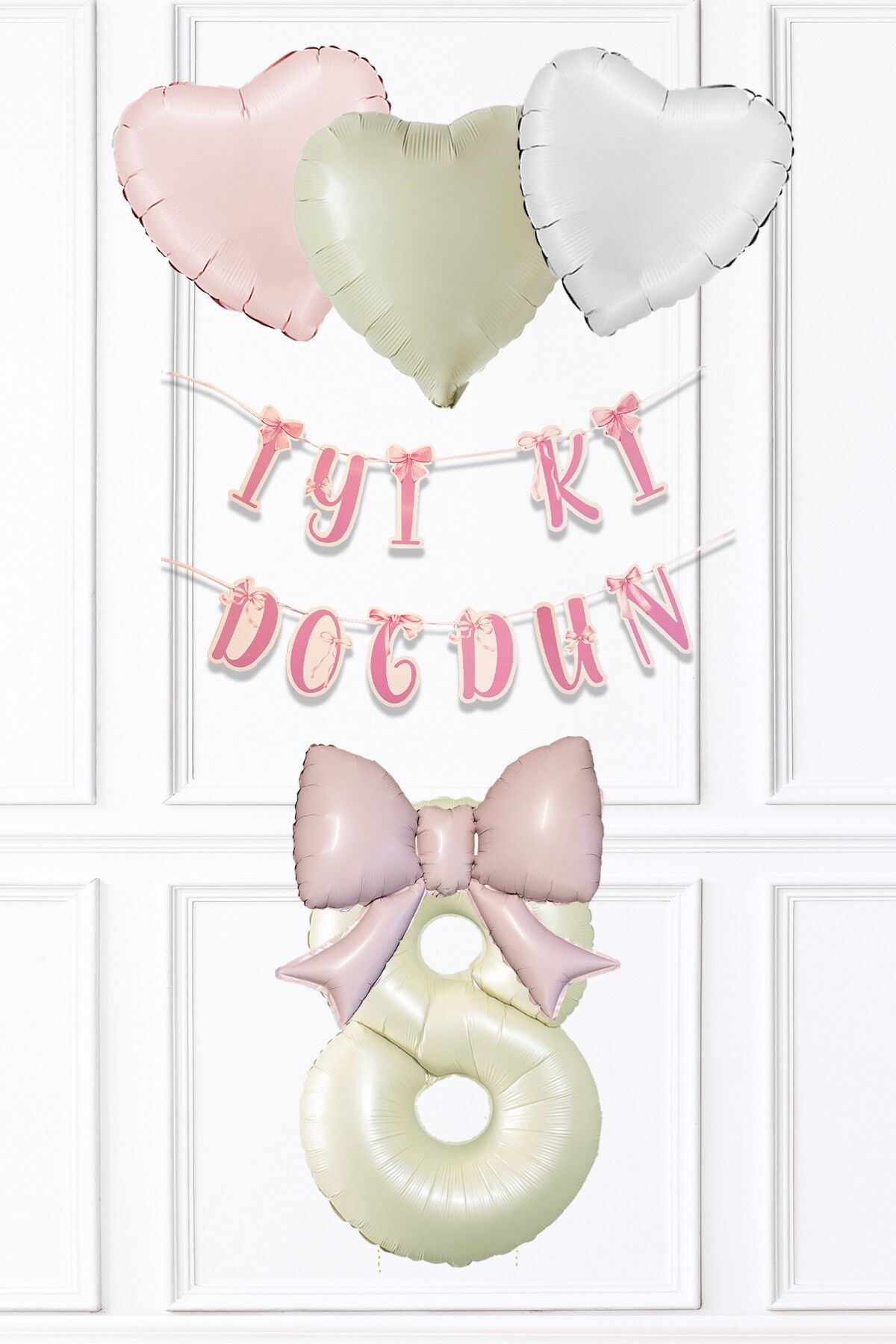Pembe Fiyonk Konsept Doğum Günü Balon Seti Set223 8