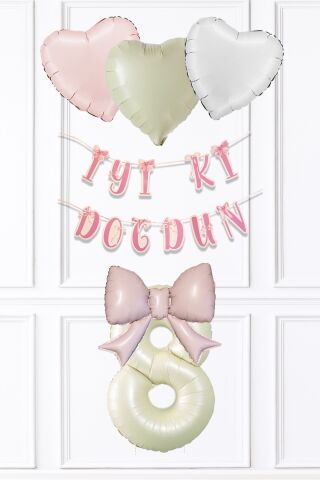 Pembe Fiyonk Konsept Doğum Günü Balon Seti Set223 8
