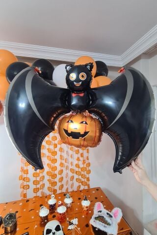 Cadılar Bayramı Balonu Yarasa Balkabağı Halloween Balonu