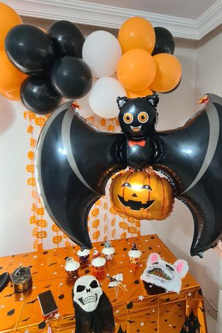 Cadılar Bayramı Balonu Yarasa Balkabağı Halloween Balonu
