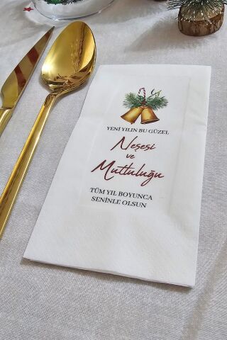 Yılbaşı Çanları ve Yılbaşı Dilekleri Baskılı Yılbaşı Peçetesi 20li Paket