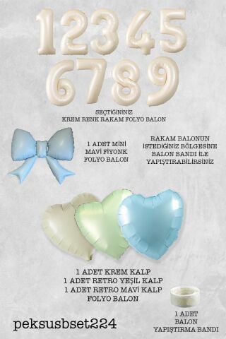 Mavi Fiyonk Yaş Balonu 3 Kalp Balonlu Doğum Günü Balon Seti Set224