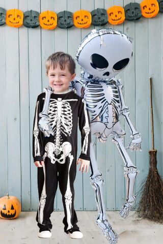 Cadılar Bayramı Balonu İskelet Şeklinde Parlak Halloween İskelet Balon