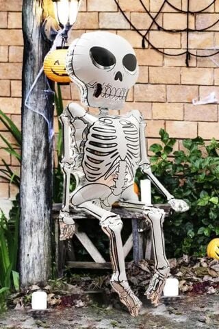 Cadılar Bayramı Balonu İskelet Şeklinde Parlak Halloween İskelet Balon