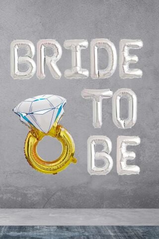 Tek Taşlı Bride To Be Balon Seti Gümüş - Bekarlığa Veda Balonu