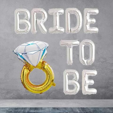 Tek Taşlı Bride To Be Balon Seti Gümüş - Bekarlığa Veda Balonu
