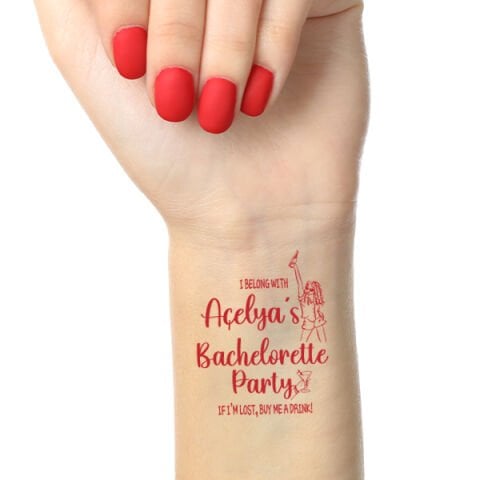 Kırmızı Fiyonk Konsept Bachelorette İsme Özel Dövme