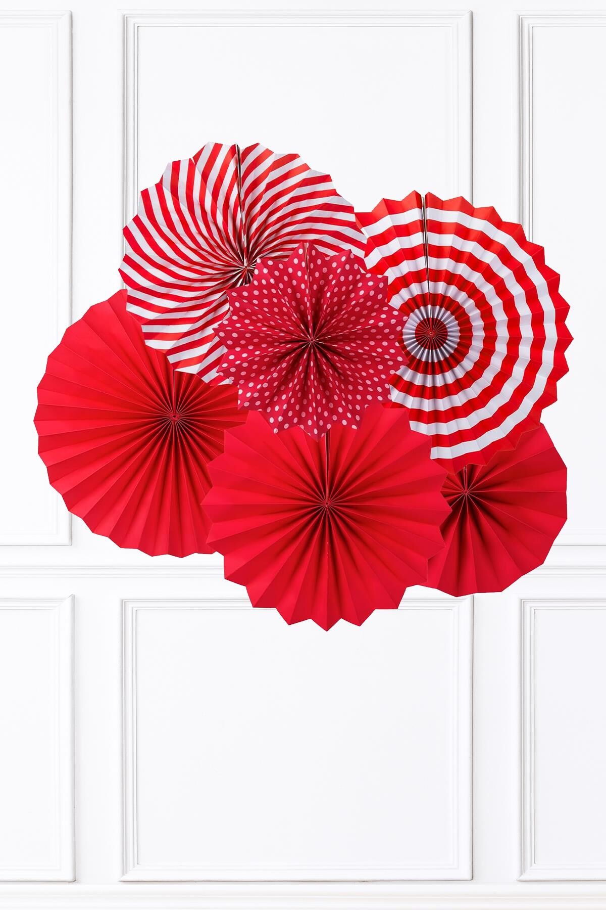 Kırmızı Beyaz Yelpaze Süs Seti 6lı Fan Duvar Süsü