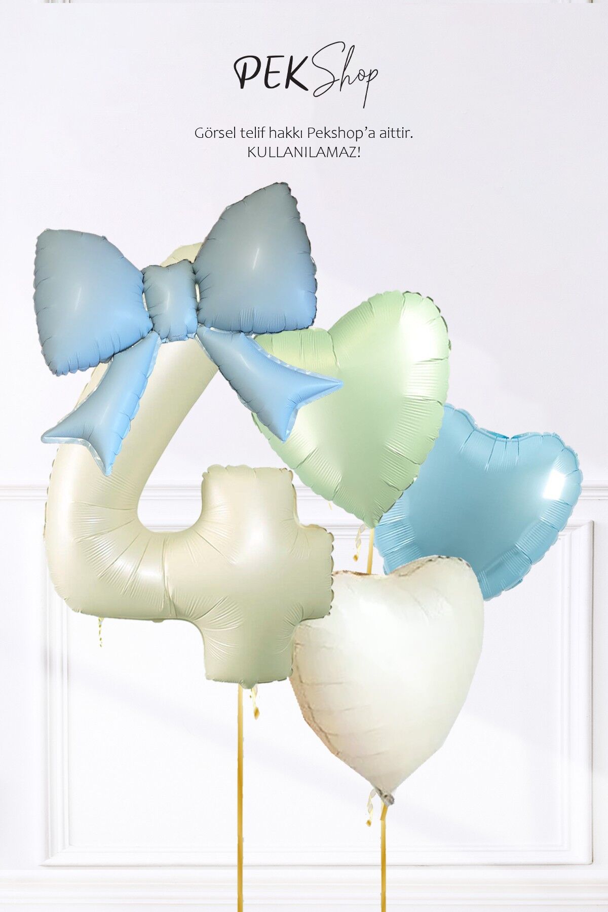 Mavi Fiyonk Yaş Balonu 3 Kalp Balonlu Doğum Günü Balon Seti Set224 4