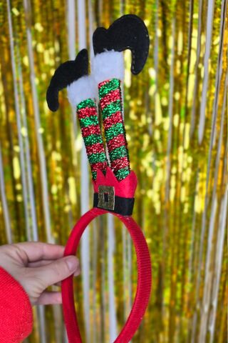 Yılbaşı Tacı Ters Elf Ayakları Şık Yılbaşı Aksesuarı Yılbaşı Taç