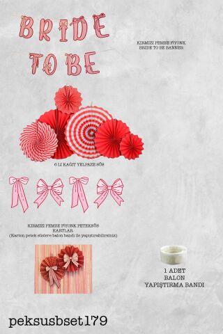 Fiyonk Tasarım Bride To Be Parti Süsleme Seti Bekarlığa Veda Duvar Süsleme Paketi