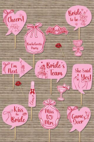 Kırmızı Fiyonklar Bekarlığa Veda Konuşma Balonları Seti Bride To Be Parti Pankartları