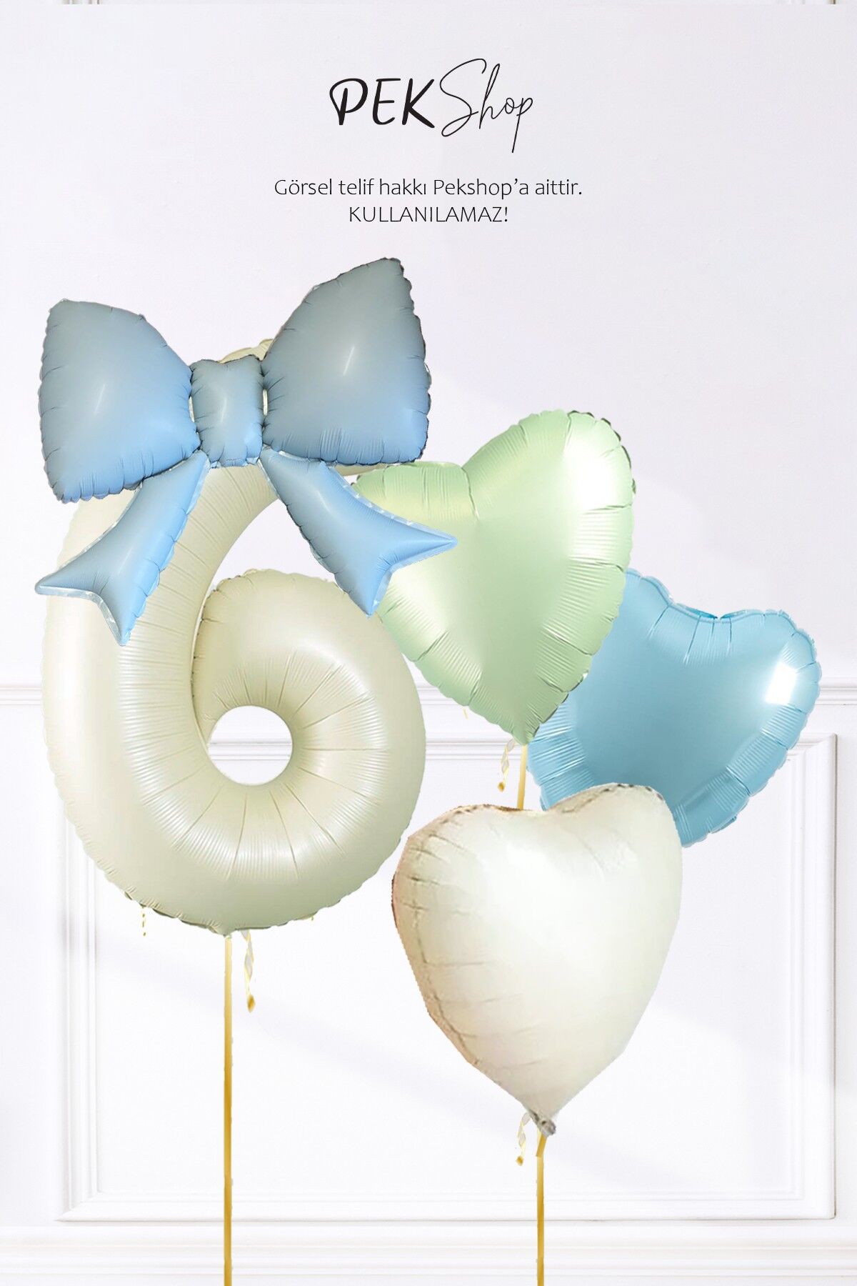 Mavi Fiyonk Yaş Balonu 3 Kalp Balonlu Doğum Günü Balon Seti Set224 6