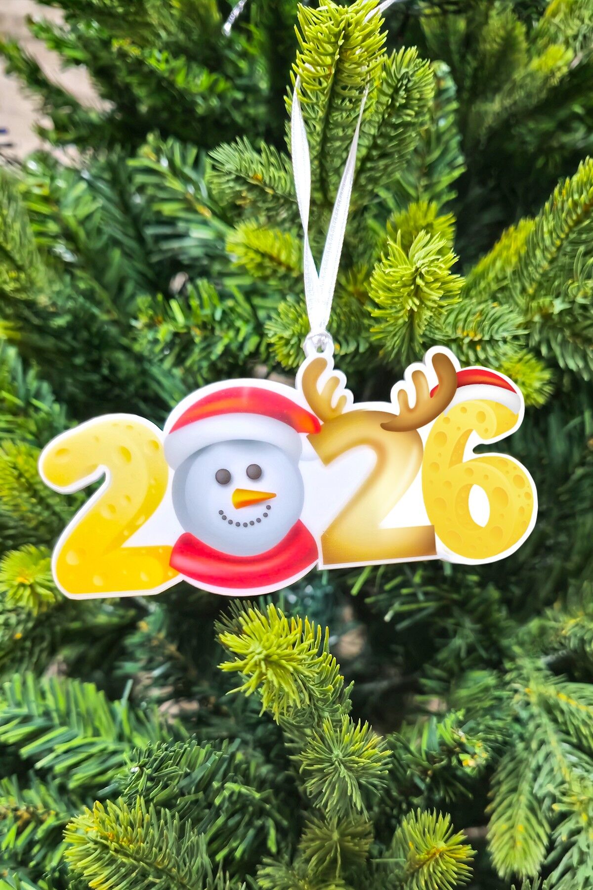 2026 Şekilli Kardan Adam Şık Yılbaşı Ağacı Süsü