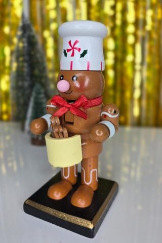 Kurabiye Adam Fındıkkıran Masa Üstü Süs Obje Aşçı Kurabiye Adam ve Kurabiyeleri Yılbaşı Masa Süsü 16cm