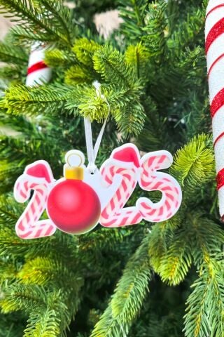 Yılbaşı Ağacı Süsü Candy Cane 2025 Yazılı
