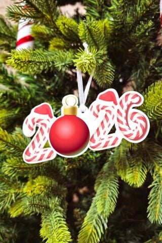 Yılbaşı Ağacı Süsü Candy Cane 2026 Yazılı