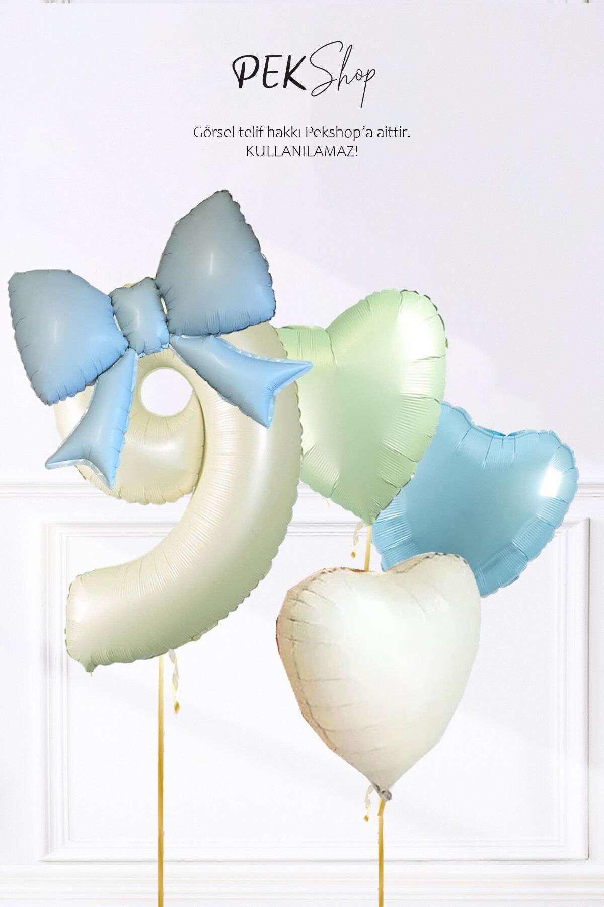 Mavi Fiyonk Yaş Balonu 3 Kalp Balonlu Doğum Günü Balon Seti Set224 9