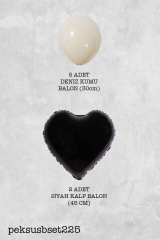 Siyah Kalp Deniz Kumu Balon Demeti